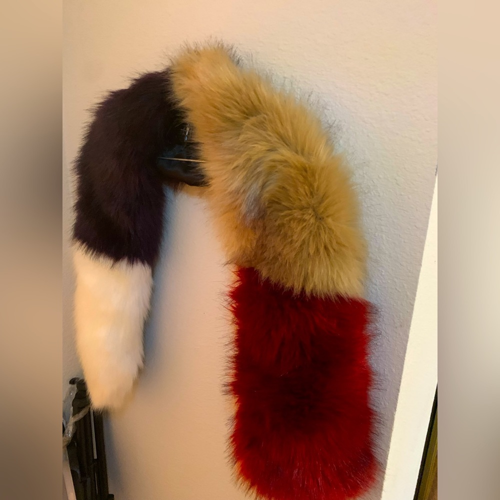 Furry multi colored scarf
